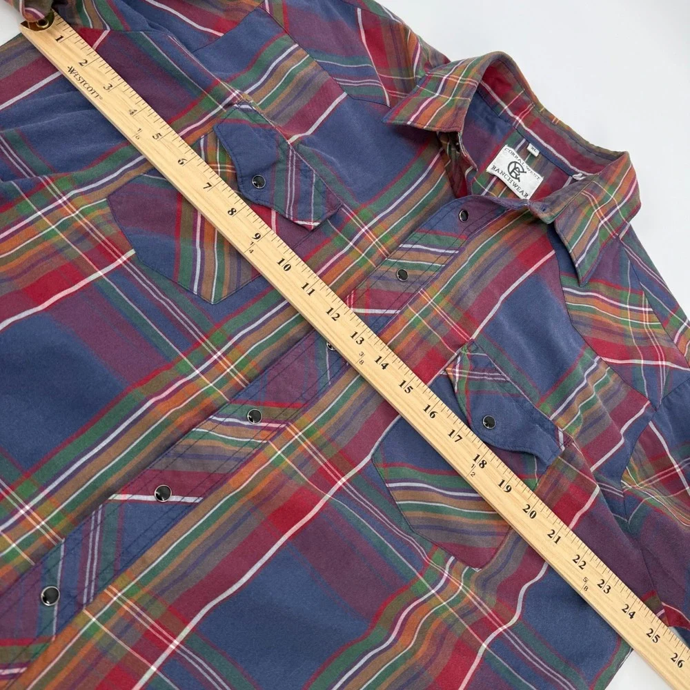Corral West Ranchwear Men XL Plaid Long Sleeve‎ Pearl Snap Western Shirt Rodeo